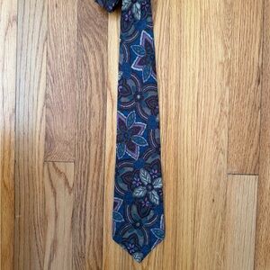 Liberty of London Vintage Silk Floral Tie Blue Purple and Brown